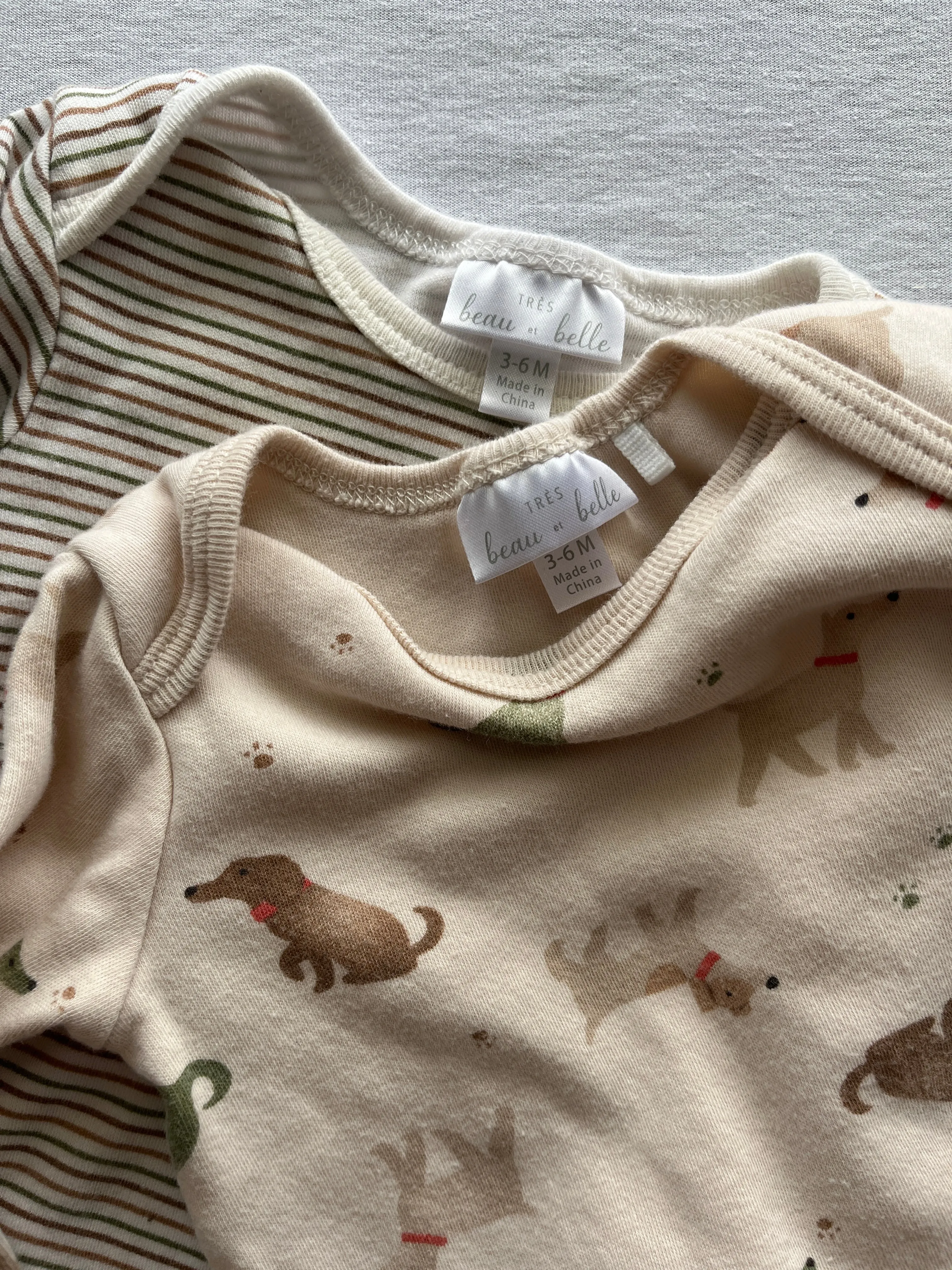 Beau et Belle Long Sleeve Onesies, 3-6 months, Kids 6 Month (3-6M)