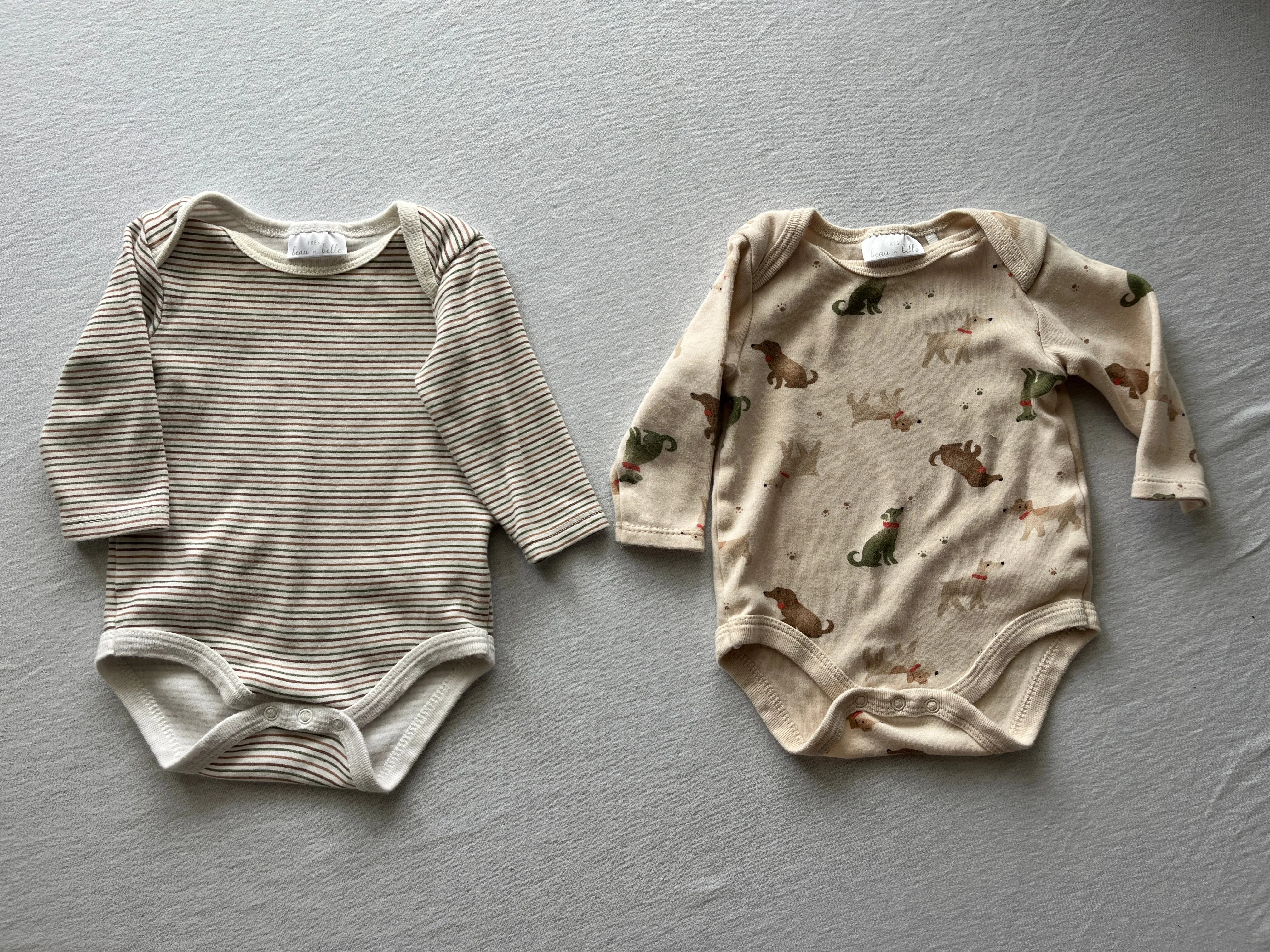 Beau et Belle Long Sleeve Onesies, 3-6 months, Kids 6 Month (3-6M)
