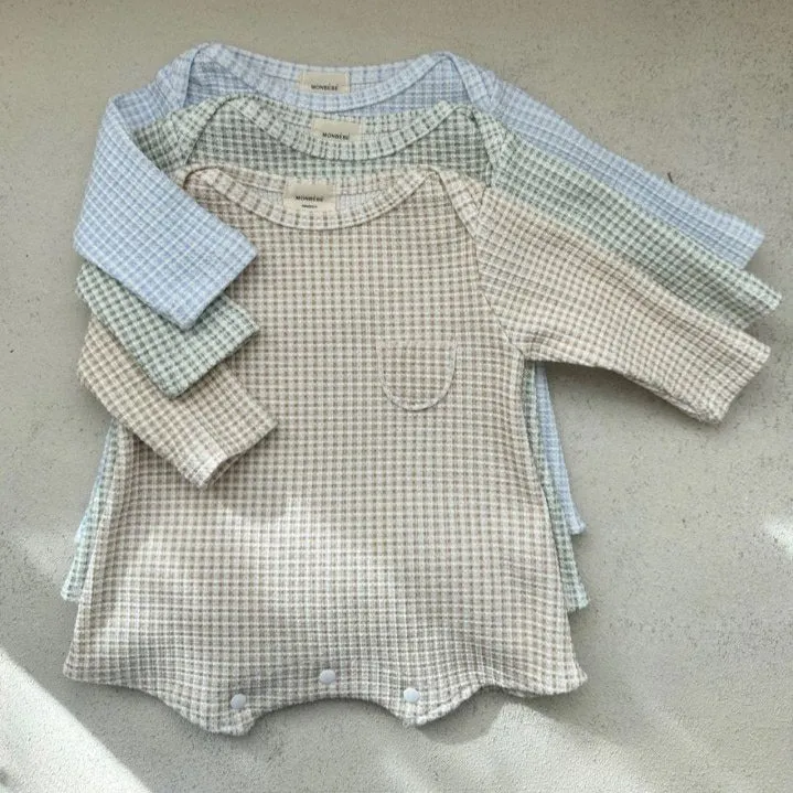 Bel Waffle Cotton Baby Romper and Knotted Hat (Sage)