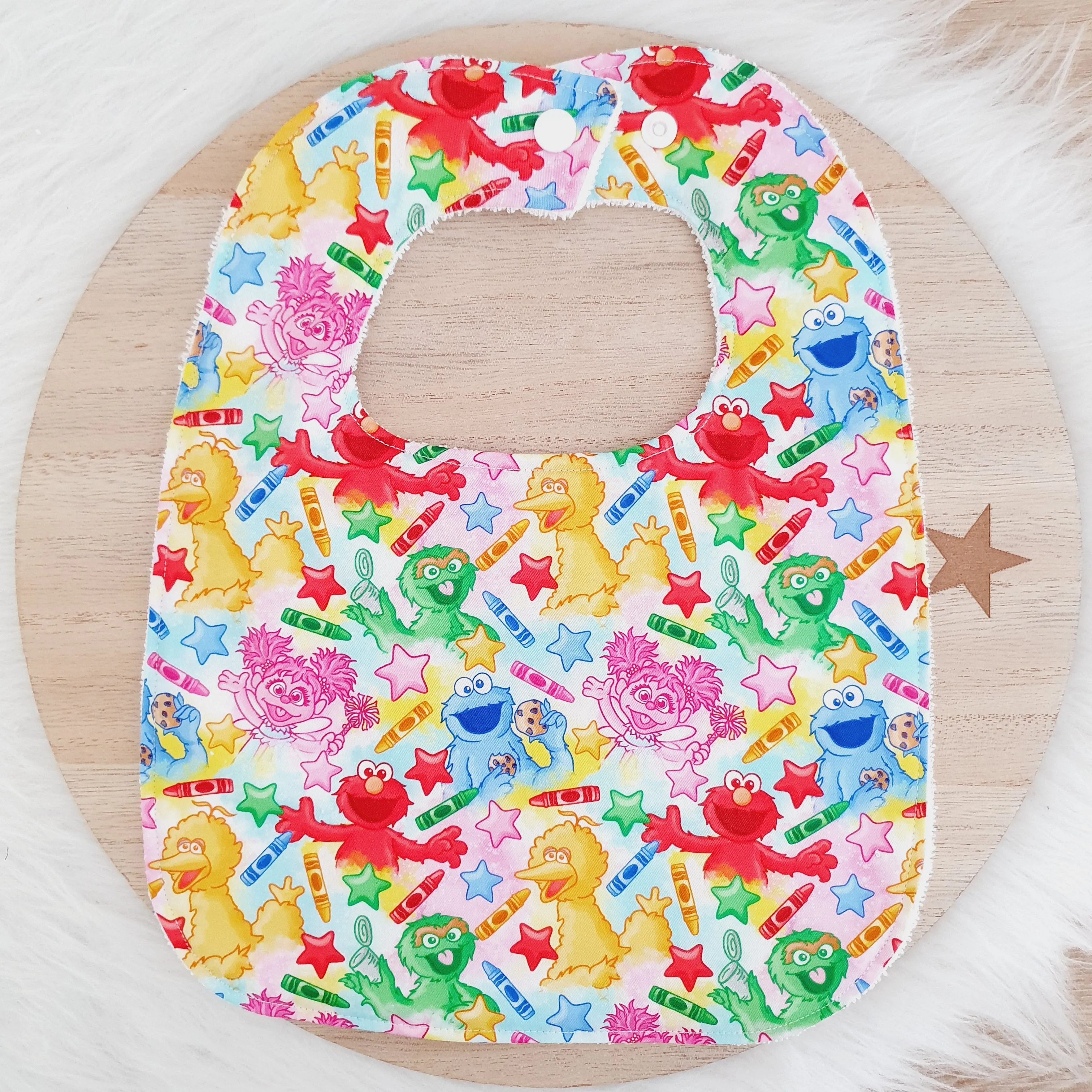Bib, Handmade Baby Bib, Large Feeding Bib - Sesame Street