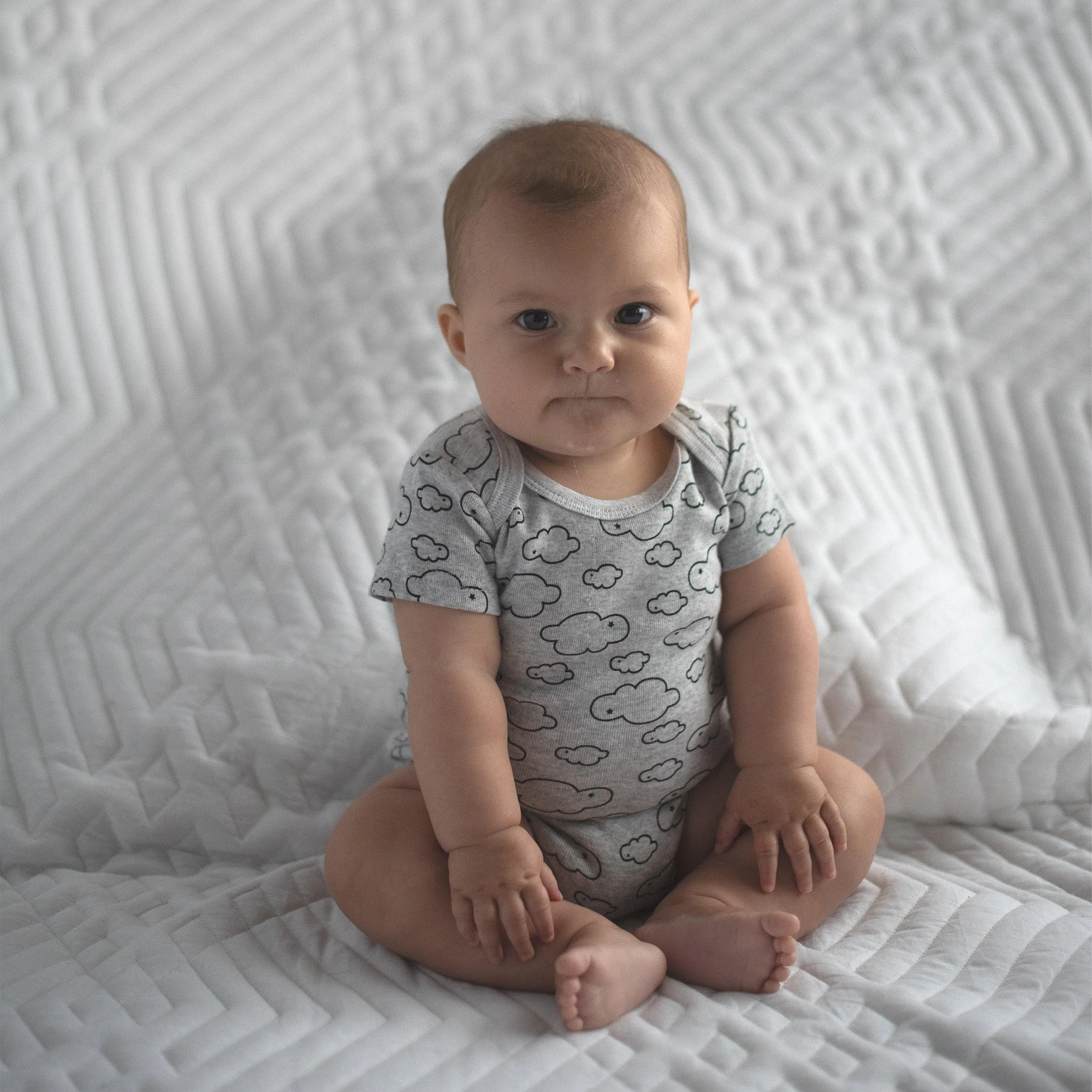 Black & White Grey Cloud Short Sleeve Bodysuit