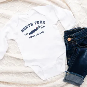 Classic North Fork Long Island Long Sleeve Baby Onesie