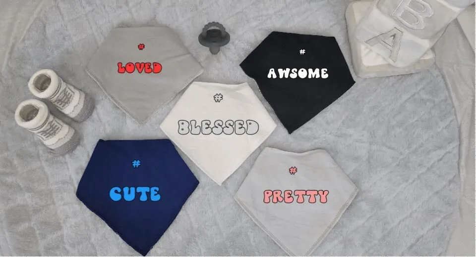 Cotton Bandana Bibs, Custom Baby, Unisex, Personalized,Custom for Baby,Last Name or First Name,Baby Announcement,Baby Bandana Bib,ShowerGift