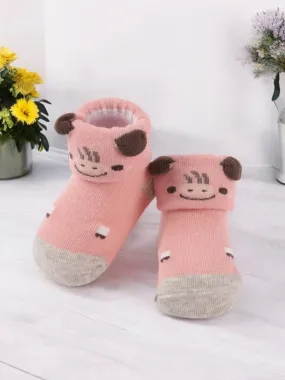 Cow Baby Socks with 3D Ears and Non-Slip Soles