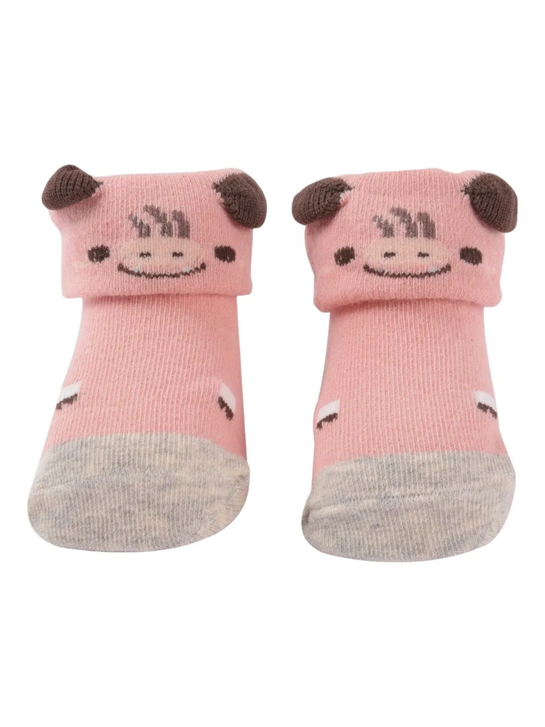Cow Baby Socks with 3D Ears and Non-Slip Soles