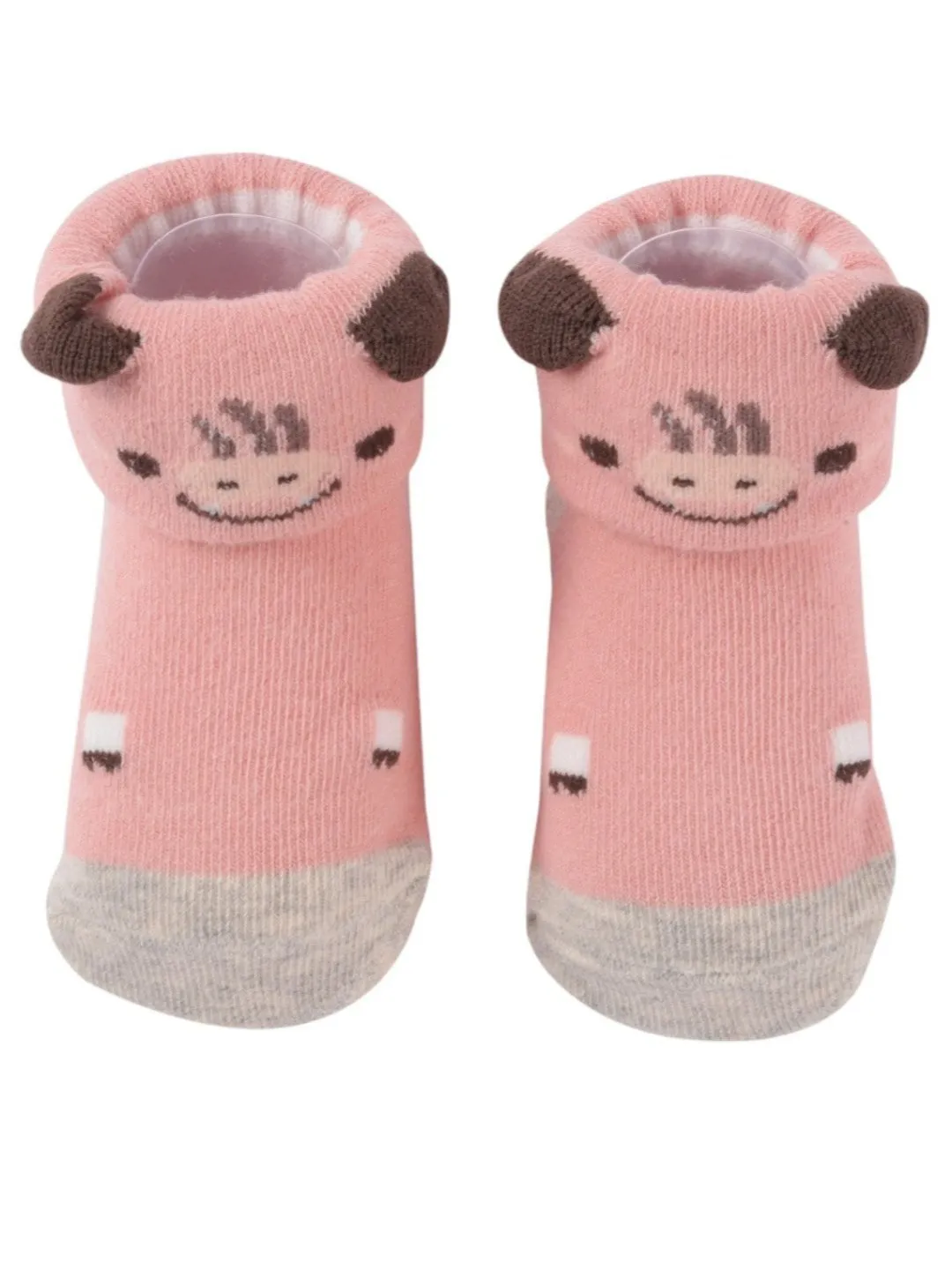 Cow Baby Socks with 3D Ears and Non-Slip Soles