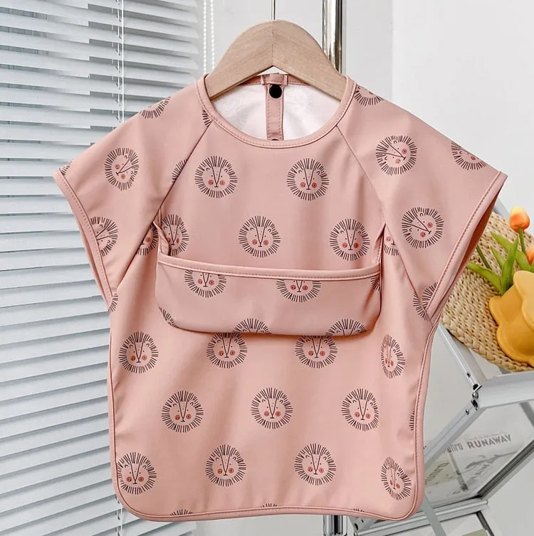 Cute Baby Bibs Toddler Waterproof Long Sleeve Apron Cartoon Animals Children Feeding Smock
