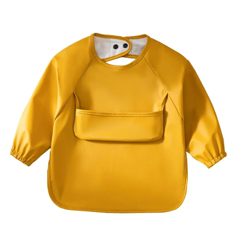 Cute Baby Bibs Toddler Waterproof Long Sleeve Apron Cartoon Animals Children Feeding Smock