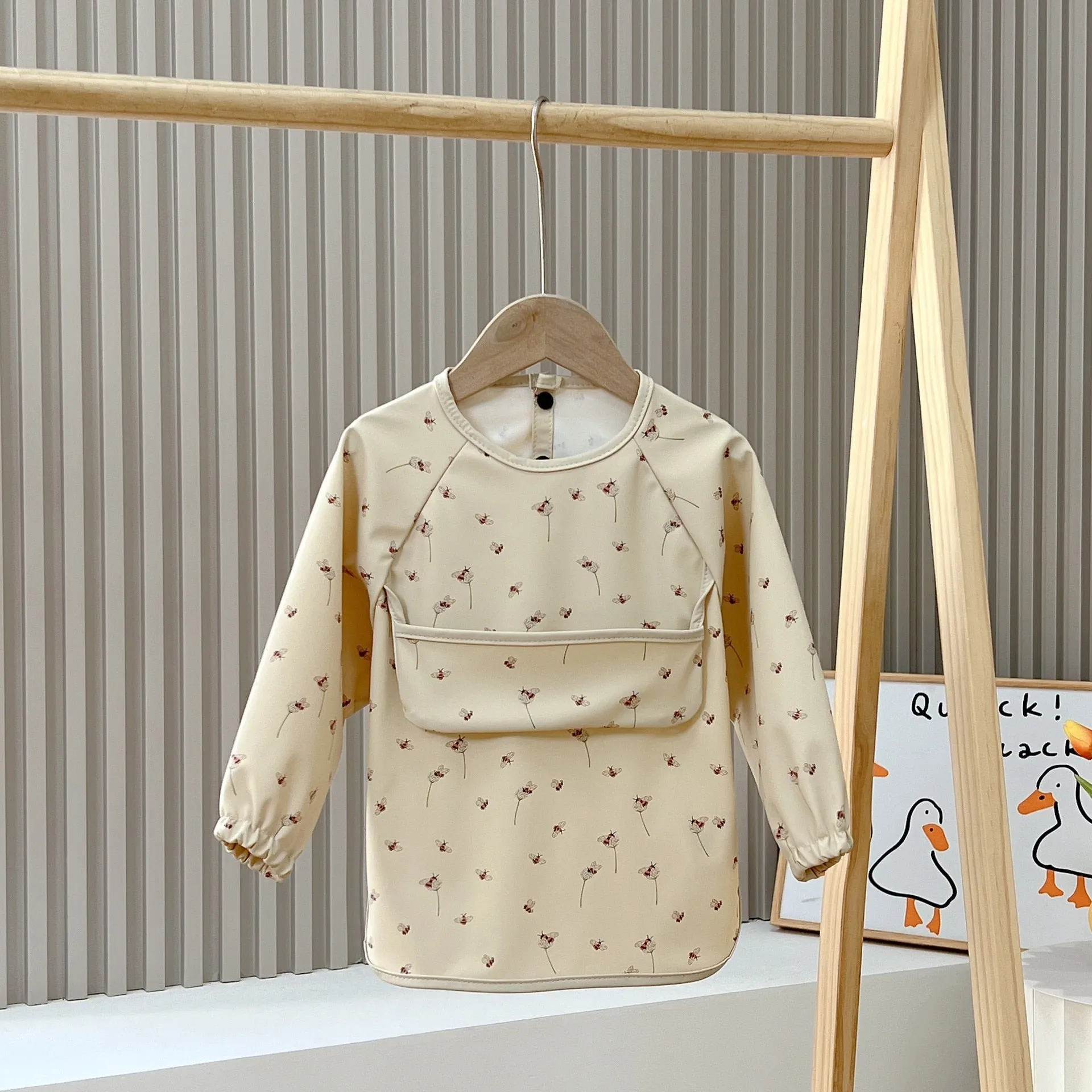 Cute Baby Bibs Toddler Waterproof Long Sleeve Apron Cartoon Animals Children Feeding Smock