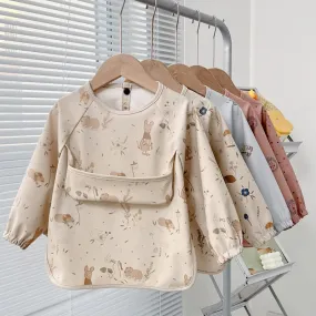 Cute Baby Bibs Toddler Waterproof Long Sleeve Apron Cartoon Animals Children Feeding Smock