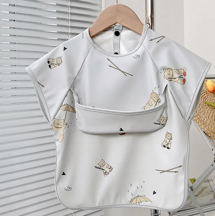 Cute Baby Bibs Toddler Waterproof Long Sleeve Apron Cartoon Animals Children Feeding Smock