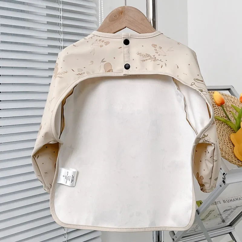 Cute Baby Bibs Toddler Waterproof Long Sleeve Apron Cartoon Animals Children Feeding Smock