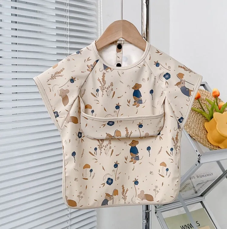 Cute Baby Bibs Toddler Waterproof Long Sleeve Apron Cartoon Animals Children Feeding Smock