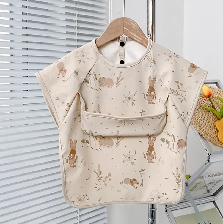 Cute Baby Bibs Toddler Waterproof Long Sleeve Apron Cartoon Animals Children Feeding Smock