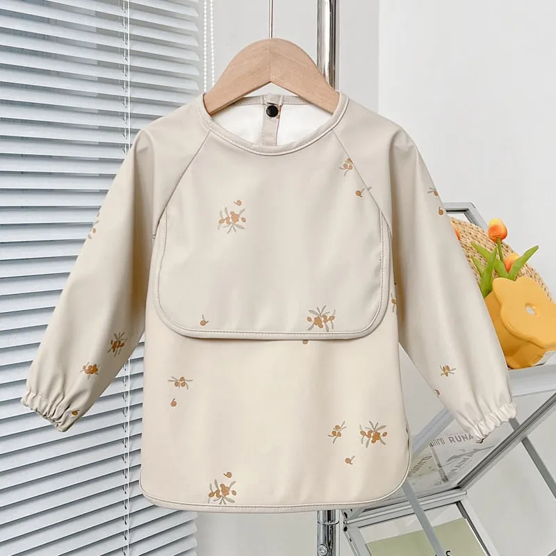 Cute Baby Bibs Toddler Waterproof Long Sleeve Apron Cartoon Animals Children Feeding Smock