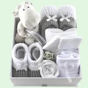 Diddles White and Silver Unisex Baby Gift Set with Memory Box