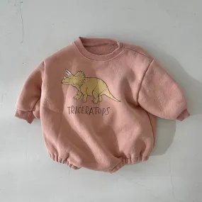 Dinosaur Print Baby Fleece Bodysuits | One-piece