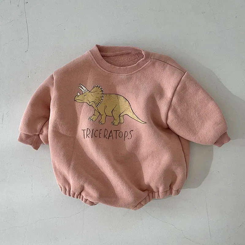 Dinosaur Print Baby Fleece Bodysuits | One-piece