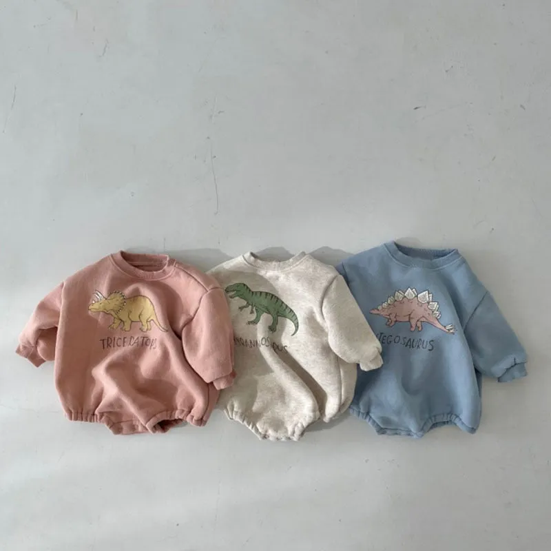 Dinosaur Print Baby Fleece Bodysuits | One-piece