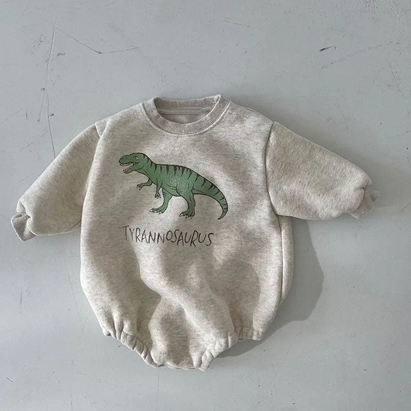 Dinosaur Print Baby Fleece Bodysuits | One-piece