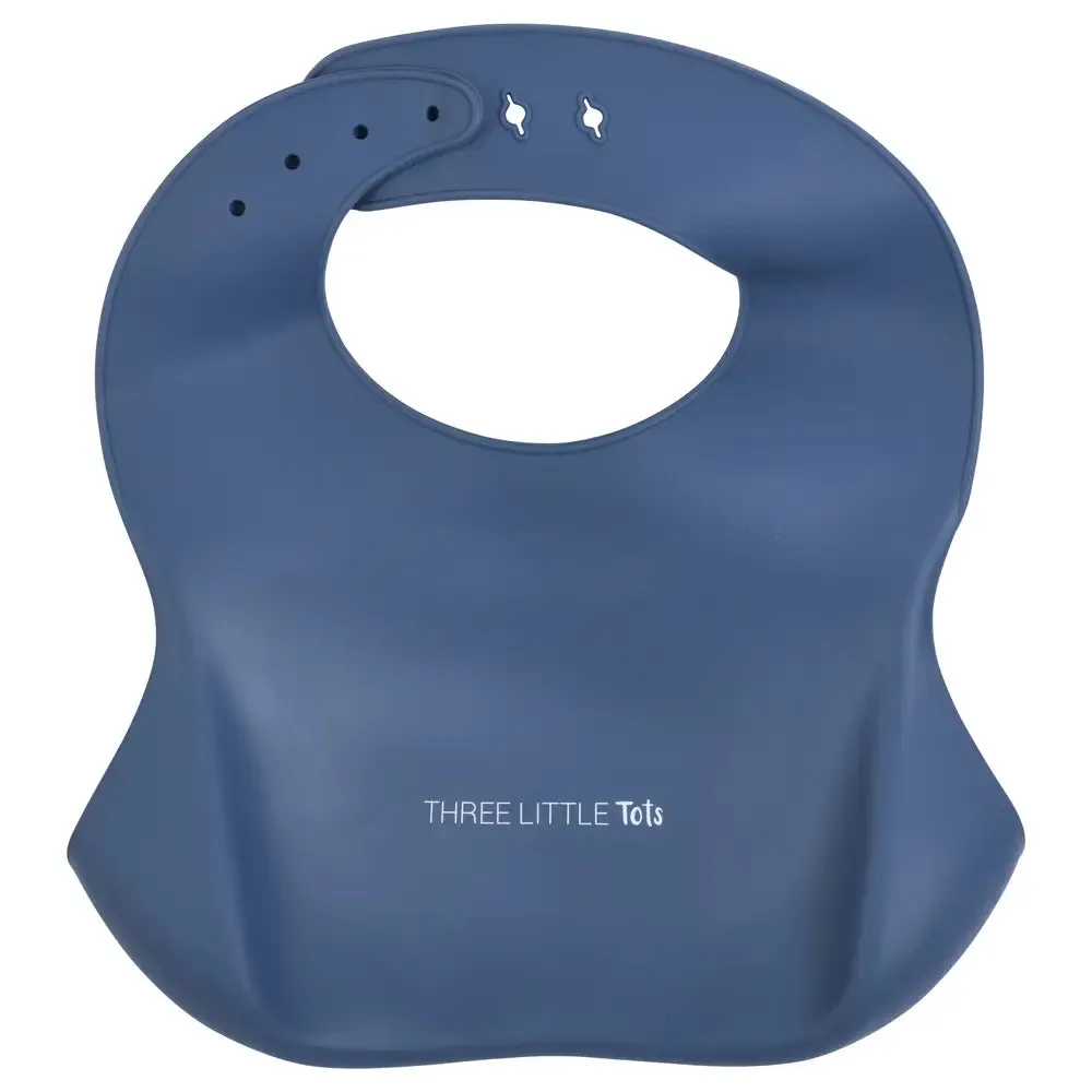 Dusty Blue Silicone Bib with Crumb Catcher