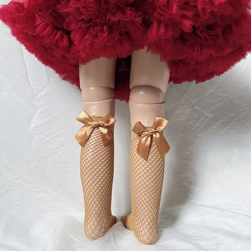 Fishnet Knee High Long Socks Net Vintage Black White Short