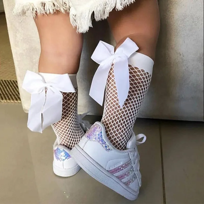 Fishnet Knee High Long Socks Net Vintage Black White Short