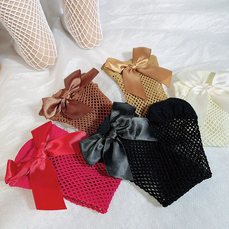 Fishnet Knee High Long Socks Net Vintage Black White Short