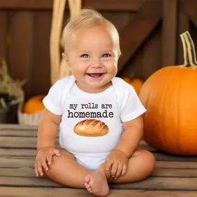 Funny Thanksgiving Baby Bodysuit My Rolls are Homemade Onesie®
