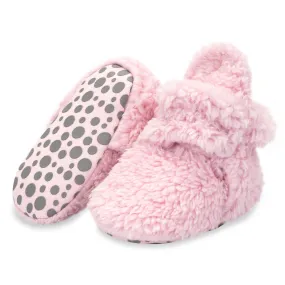 Furry Gripper Baby Bootie - Baby Pink