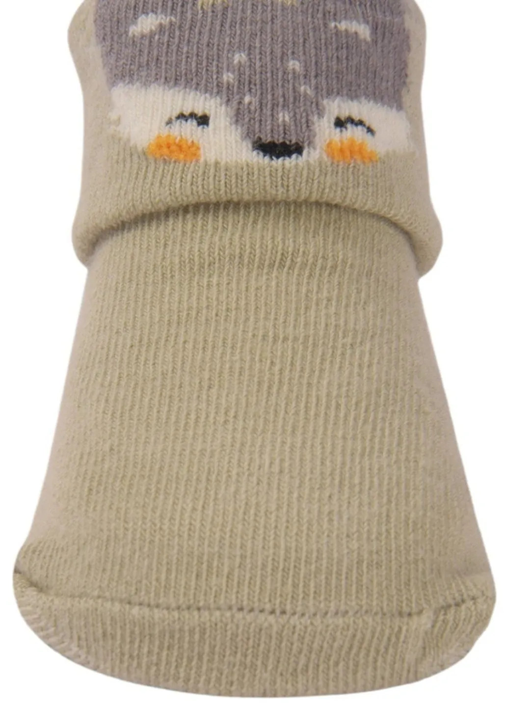 Grey Baby Booties with 3D Fox Face – Soft and Adorable Design