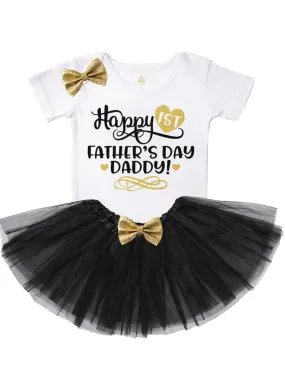 Happy First Father's Day Tutu Outfit - Black & Gold