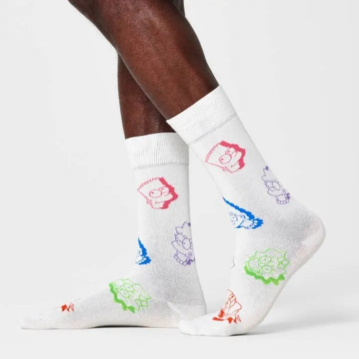 Happy Socks: The Simpsons Family Faces White