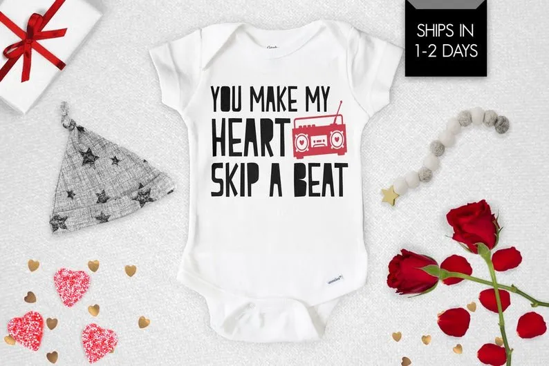 Heart Skip A Beat Funny Valentine's Baby Onesie®