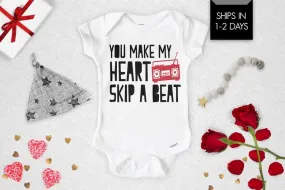 Heart Skip A Beat Funny Valentine's Baby Onesie®