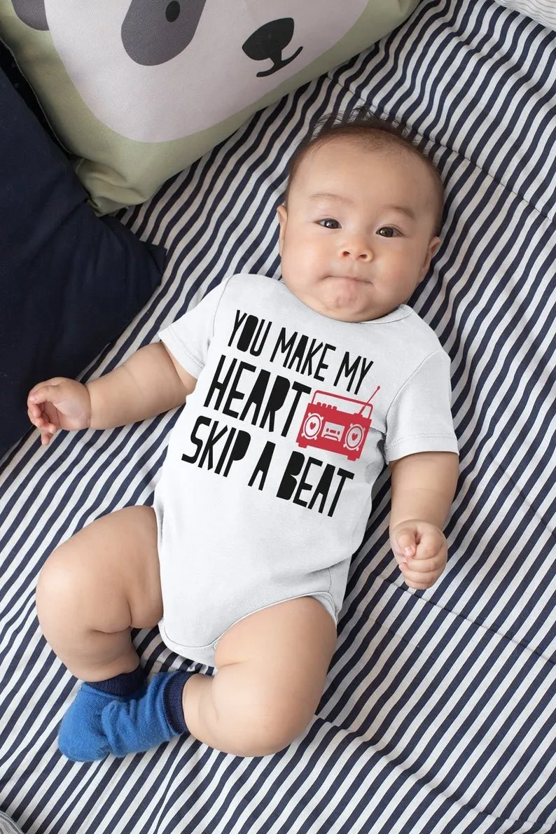 Heart Skip A Beat Funny Valentine's Baby Onesie®