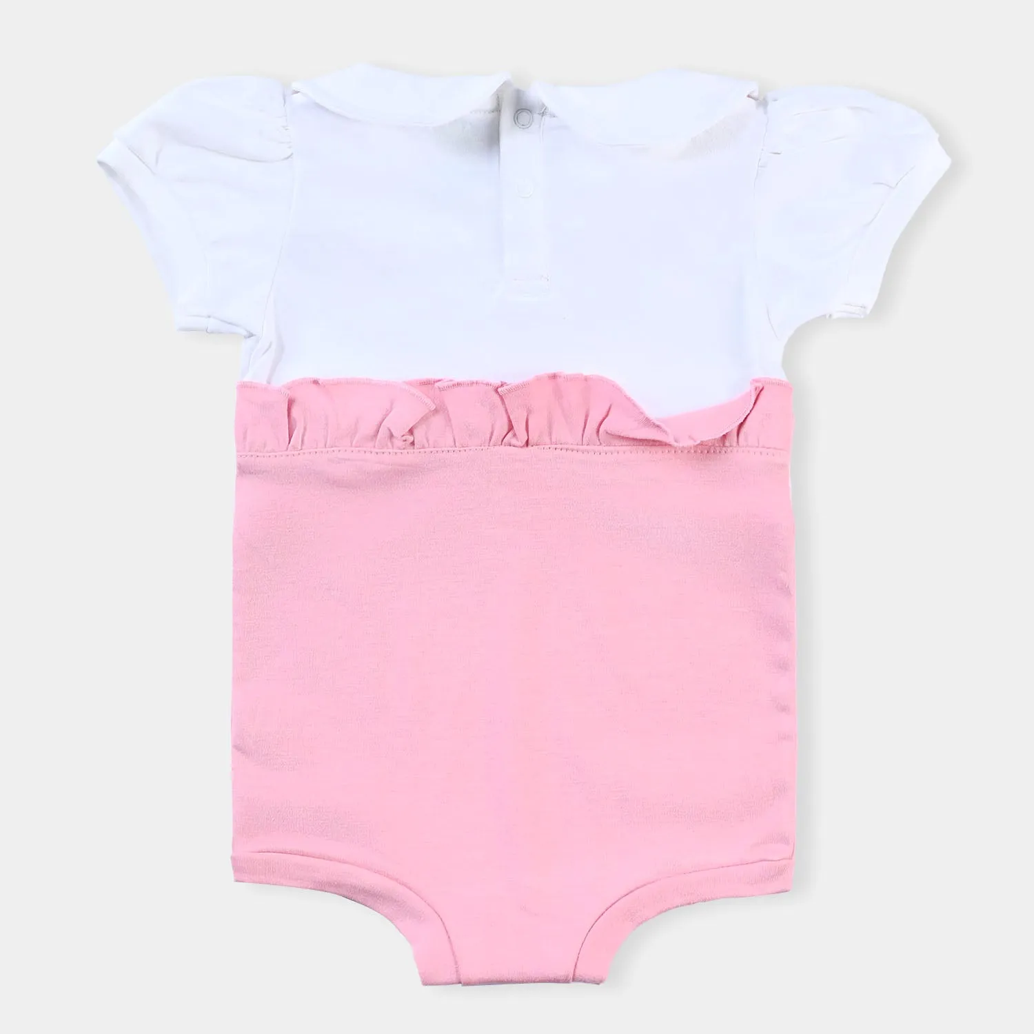 Infant Girls Cotton Interlock Knitted Romper Lace-White