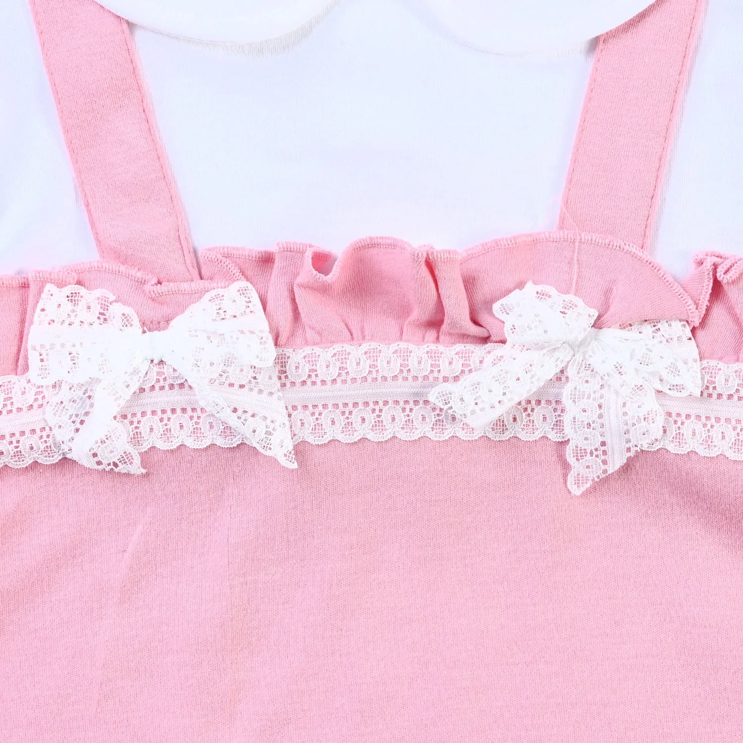 Infant Girls Cotton Interlock Knitted Romper Lace-White
