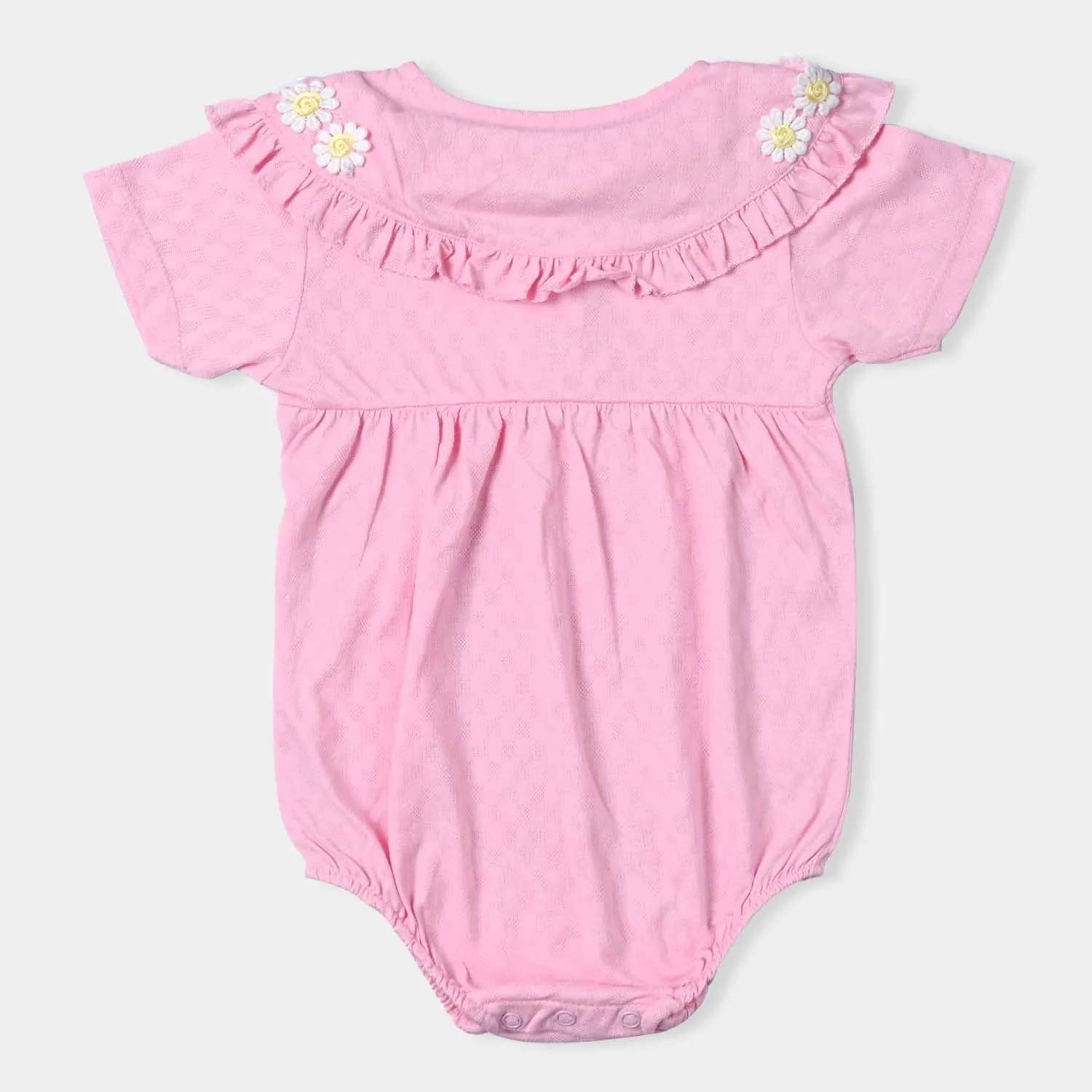Infant Girls Jacquard Knitted Romper Flower Lace-Pink