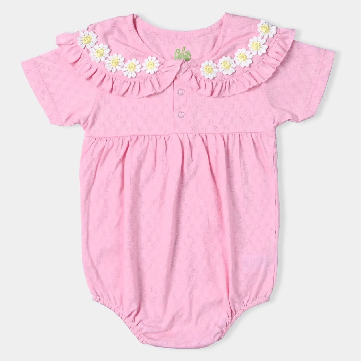 Infant Girls Jacquard Knitted Romper Flower Lace-Pink