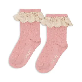 KONGES SLOJD WOOL POINTELLE SOCKS: ROSE