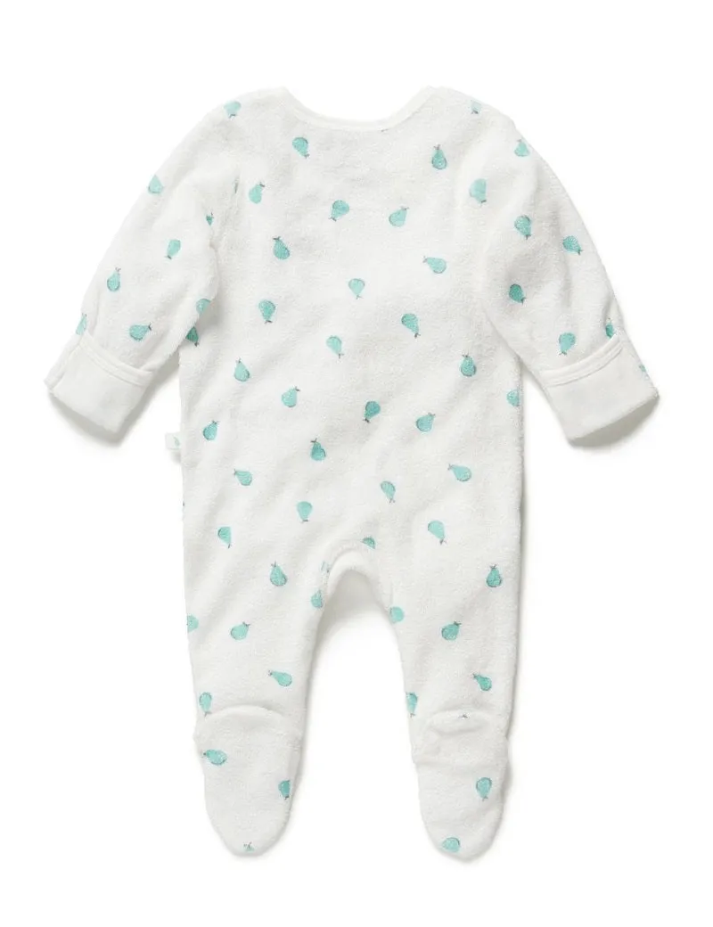 Little Green & Co Core Terry Towelling Zip Onesie - Ice Pear
