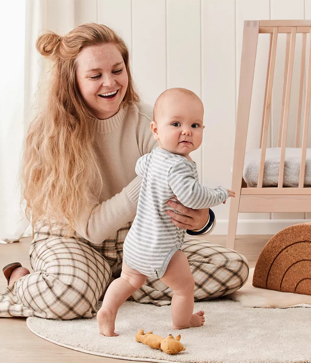 Love To Dream Cotton Long sleeve Bodysuit - Grey Stripe