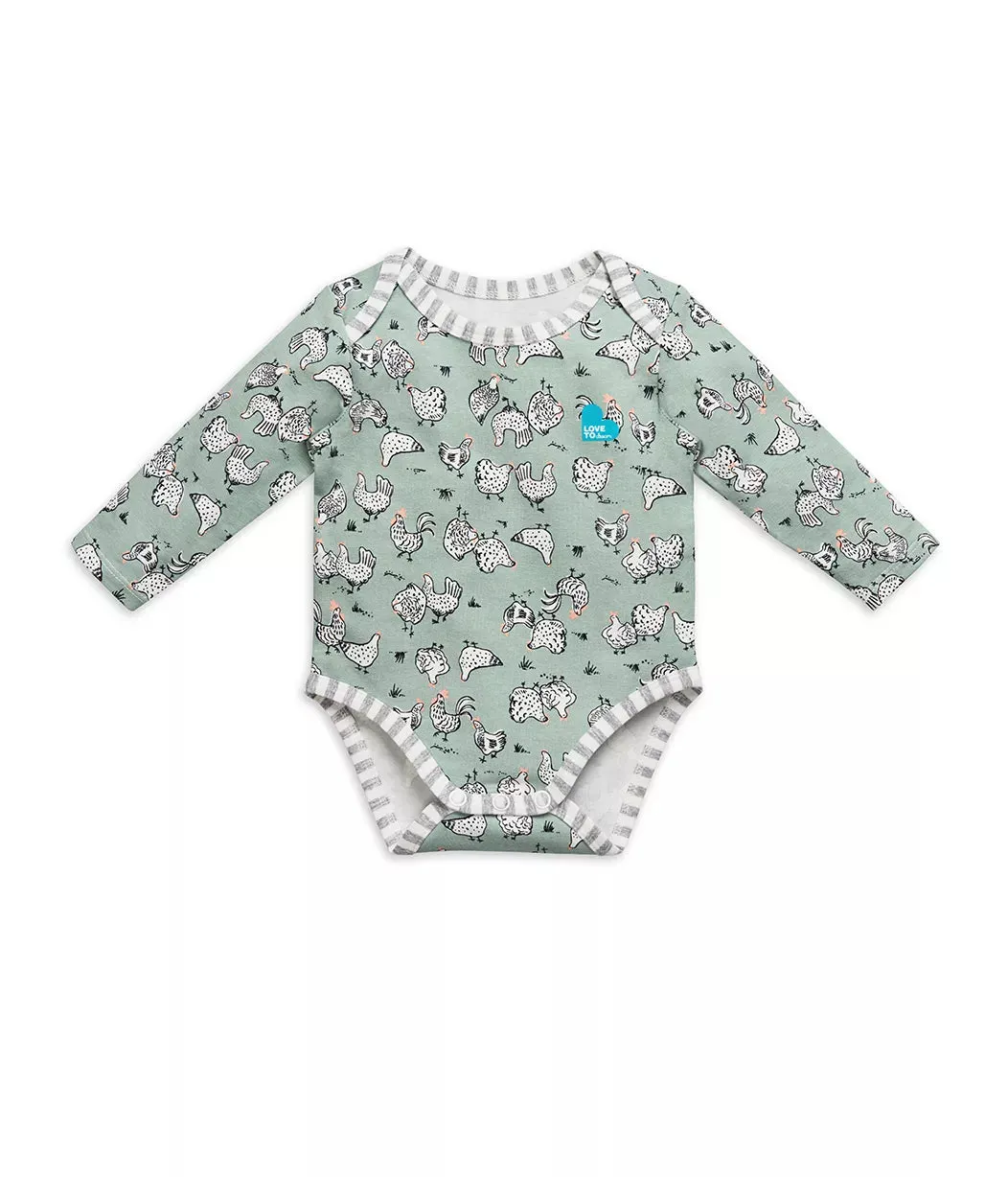 Love To Dream  Long Sleeve Cotton Bodysuit - Chicken Run Olive