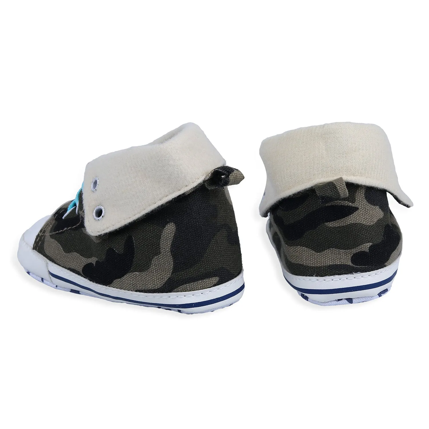 Military High Top Foldable Casual Sneaker Booties - Multicolour