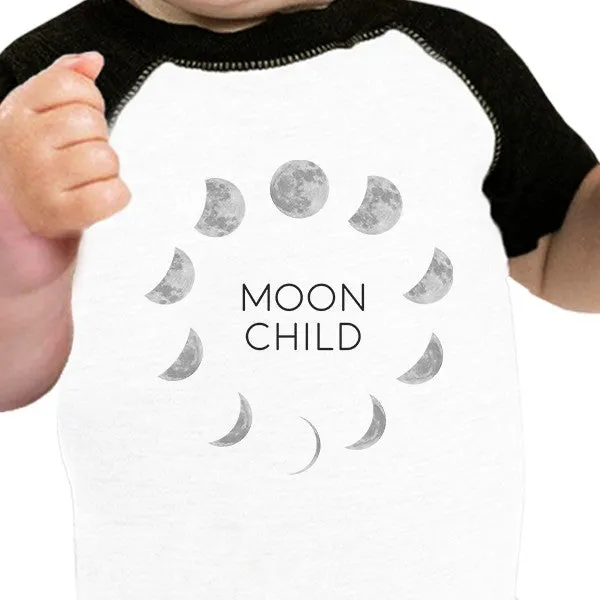 Moon Child Baby Black And White Baseball Shirt