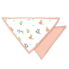 Moon Organic Muslin Bibs Forest & Peach (Pack of 2)