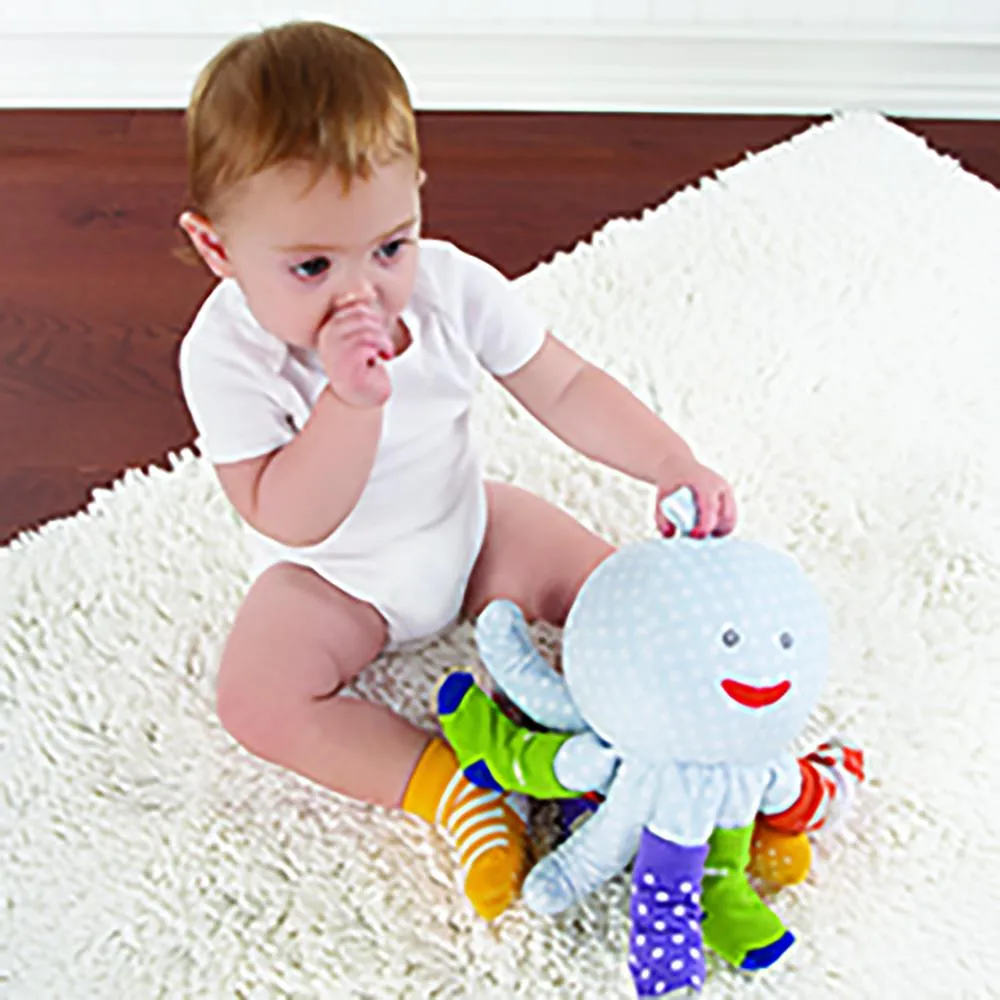 Mr. Sock T. Pus Plush Octopus with 4 Pairs of Socks (Blue)