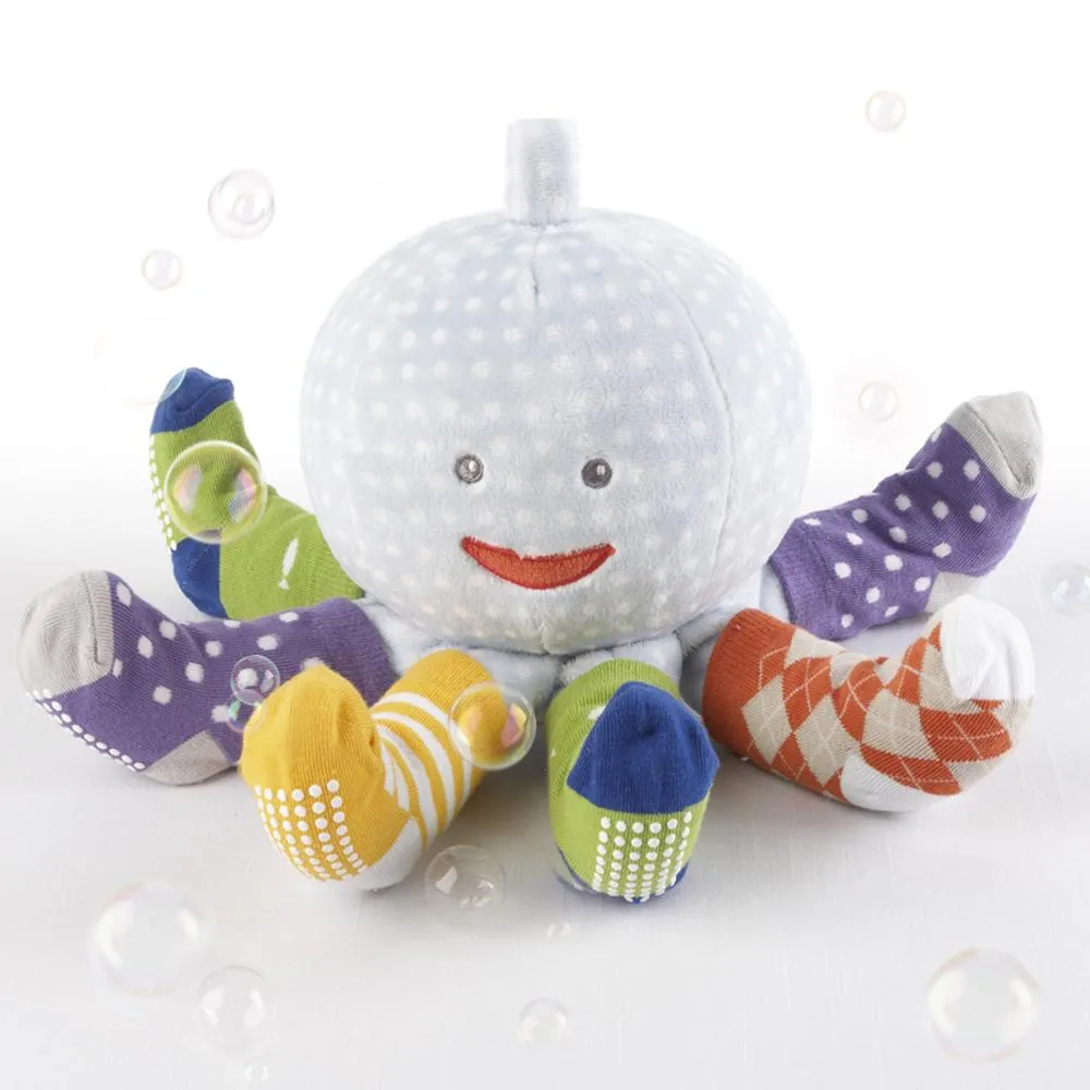 Mr. Sock T. Pus Plush Octopus with 4 Pairs of Socks (Blue)