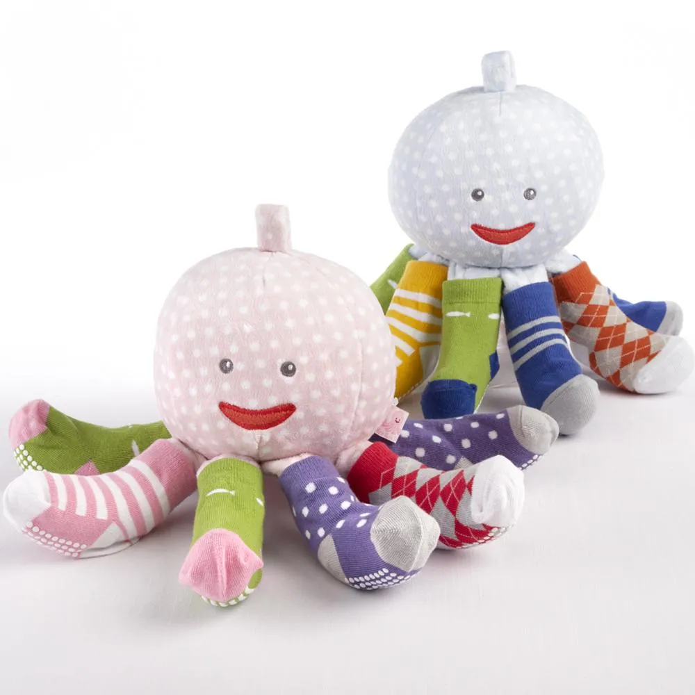 Mr. Sock T. Pus Plush Octopus with 4 Pairs of Socks (Blue)